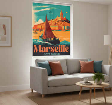 Toile fenêtre vintage marseille côte d'azur - TenStickers