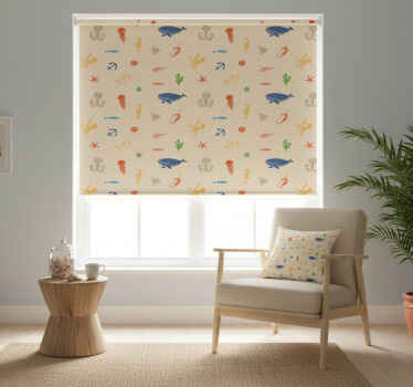Rollo fenster tiere mit meeresbewohner-muster - TenStickers