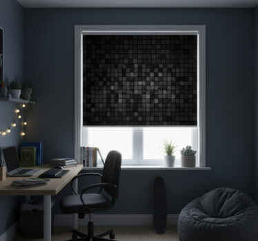 Rollo fenster schwarz mit schwarzen quadraten - TenStickers