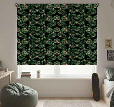 Rollo fenster schwarz im floralen russischen stil - TenStickers