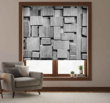 Toile fenêtre gris texture 3d planche bois foncé - TenStickers