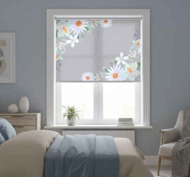 Toile fenêtre gris fleurs aquarelle grises et bleues - TenStickers