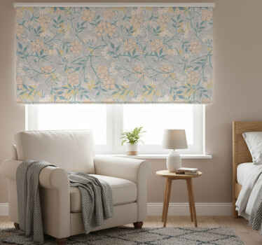 Toile fenêtre gris motif floral élégant années 80 - TenStickers