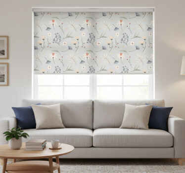 Toile fenêtre gris motif floral hamptons - TenStickers