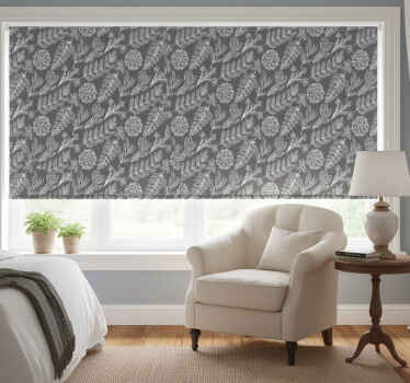 Store enrouleur gris motif jardin provincial - TenStickers