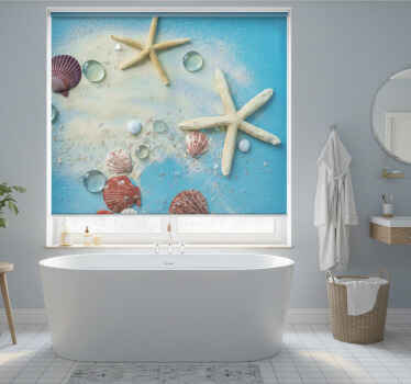 Estor enrollable baño estrella de mar en arena colorida - TenVinilo