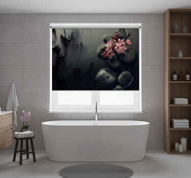 Estor enrollable baño flores y piedras zen - TenVinilo