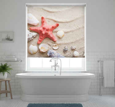 Estor enrollable baño estrellas de mar y conchas en arena - TenVinilo