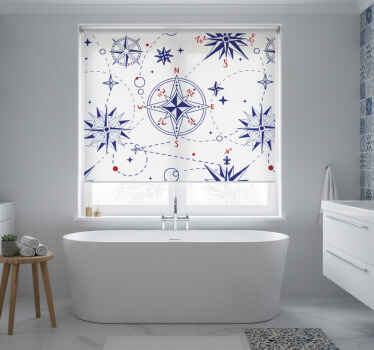 Estor enrollable baño brújula azul marino y roja - TenVinilo