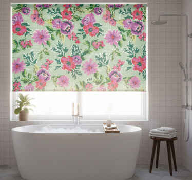 Estor enrollable baño mosaico de flores variadas - TenVinilo