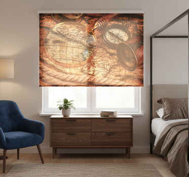 Cortina roller mapamundi mapa del mundo en pintura marrón - TenVinilo