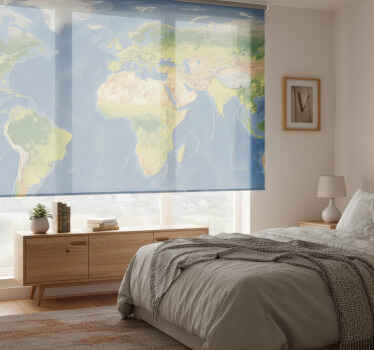 Cortina roller mapamundi mapa mundi realista - TenVinilo