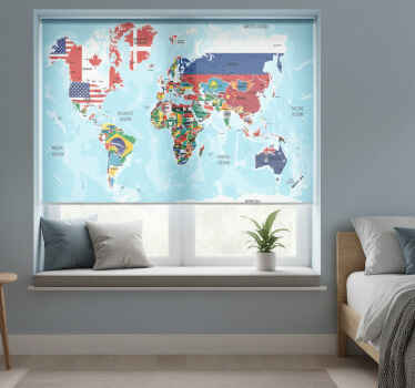 Cortina roller mapamundi banderas de países - TenVinilo