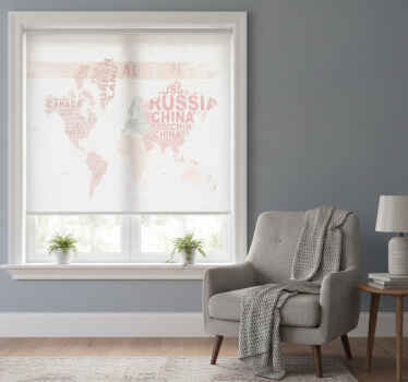 Cortina roller mapamundi mapa mundial tonos pastel - TenVinilo