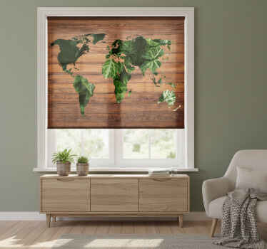 Cortina roller mapamundi mapa del mundo en jungla y madera - TenVinilo