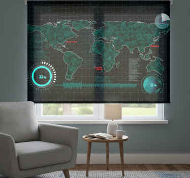 Cortina roller mapamundi mapa mundial futurista - TenVinilo