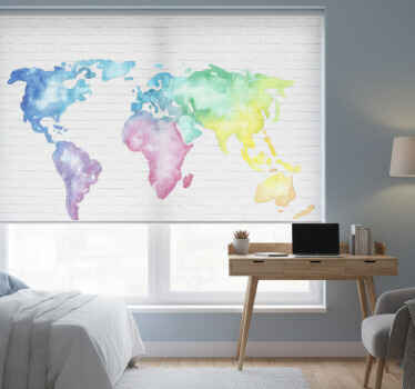Cortina roller mapamundi mapa del mundo colorido - TenVinilo