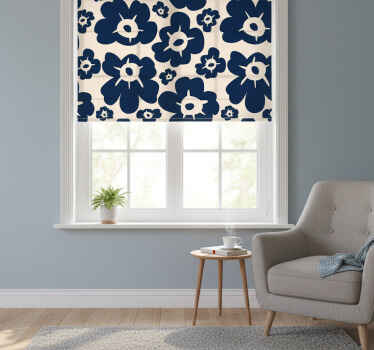 Store enrouleur floral coquelicot bleu foncé - TenStickers