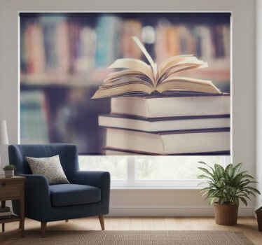 Estor enrollable rústico pila de libros grandes - TenVinilo