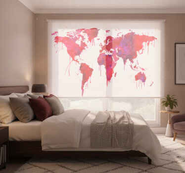 Red blind with red watercolor world map design - TenStickers