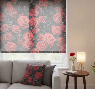 Red blind in black and white with red roses - TenStickers