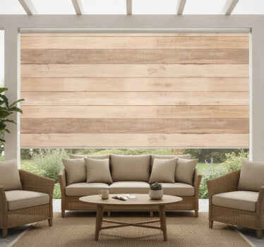 Cortina roller exterior diseño madera natural - TenVinilo
