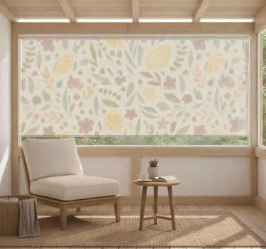 Cortina roller exterior diseño floral limón - TenVinilo
