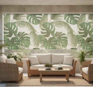 Cortina roller exterior diseño hojas tropicales - TenVinilo