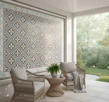 Cortina roller exterior diseño de azulejos geométricos - TenVinilo