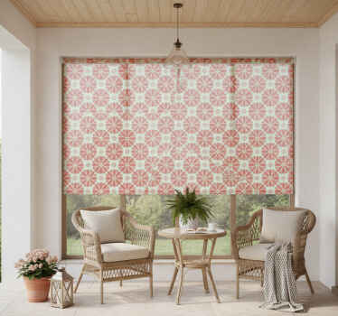 Cortina roller exterior papel pintado floral geométrico - TenVinilo