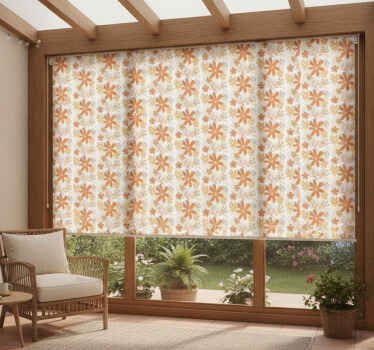 Cortina roller exterior textura floral naranja - TenVinilo