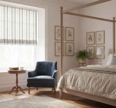 Traditional roller blind vintage vertical stripe floral - TenStickers