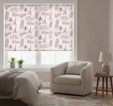 Traditional roller blind most famous monuments pattern - TenStickers