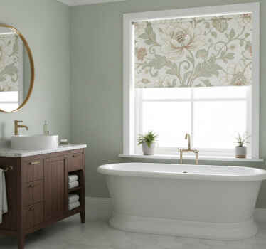 Toile fenêtre salle de bain motif floral - TenStickers