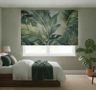 Green roller blind with rainforest leaf design - TenStickers