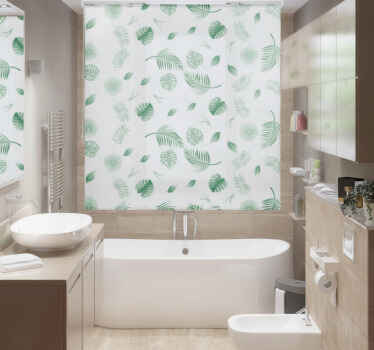 Green roller blind with tropical plant leaves - TenStickers