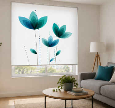 Turquoise blind with triple flowers design - TenStickers