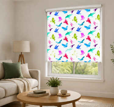 Rolgordijn woonkamer breedte 50 kleurrijke vogels patroon - TenStickers