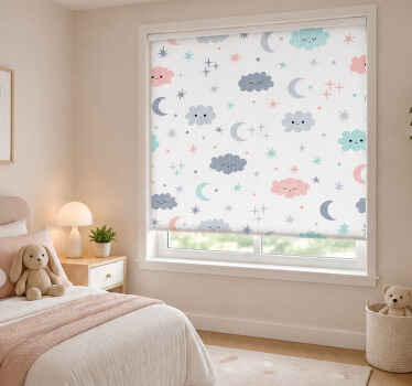 Persiana enrollable cuarto matrimonio 180x180 nubes y luna - TenVinilo