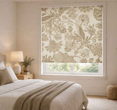 Estore de rolo bege com padrão floral vintage - TenStickers