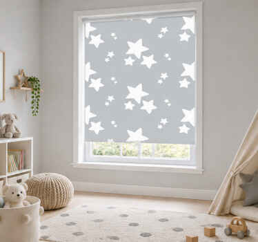 Estor enrollable gris patrón simple de estrellas - TenVinilo
