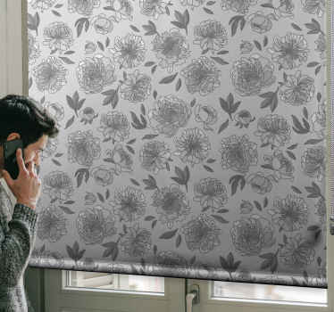 Store enrouleur fleur motif de pivoine monochrome - TenStickers