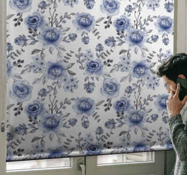 Store enrouleur fleur motif floral bleu - TenStickers
