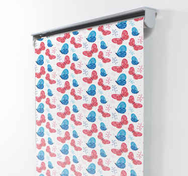 Modré a červené barvy Motýlí roleta - TenStickers