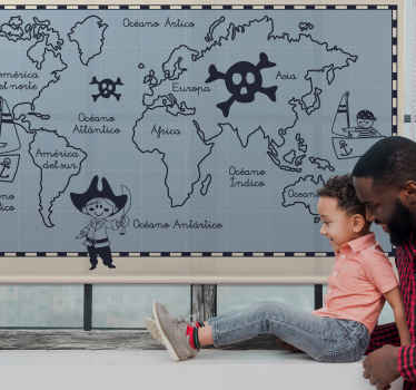 Pirátska mapa sveta roleta - Tenstickers