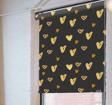 Store enrouleur romantique motif coeur doré - TenStickers