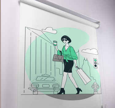 Cortina roller frase vida urbana elegante - TenVinilo