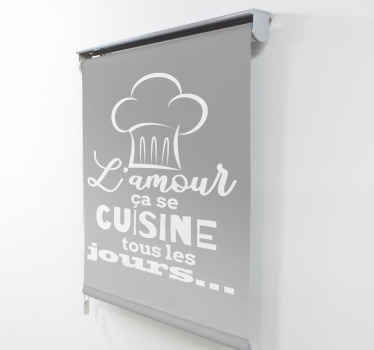 Store enrouleur cuisine phrase texte blanc fond gris - TenStickers