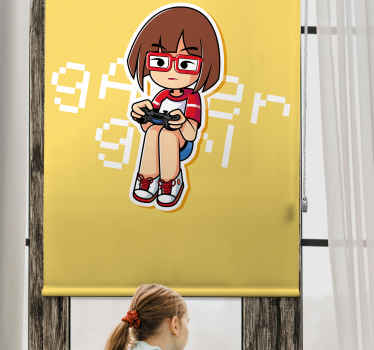Gamer Girl Illustration geek roller blind - TenStickers