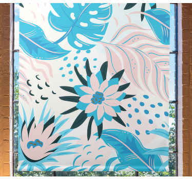 Cortina roller flores diseño de patrón botánico - TenVinilo